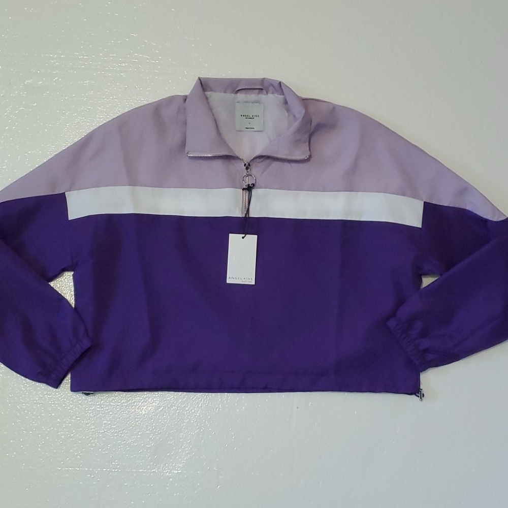 Angel Kiss cropped colorblock windbreaker